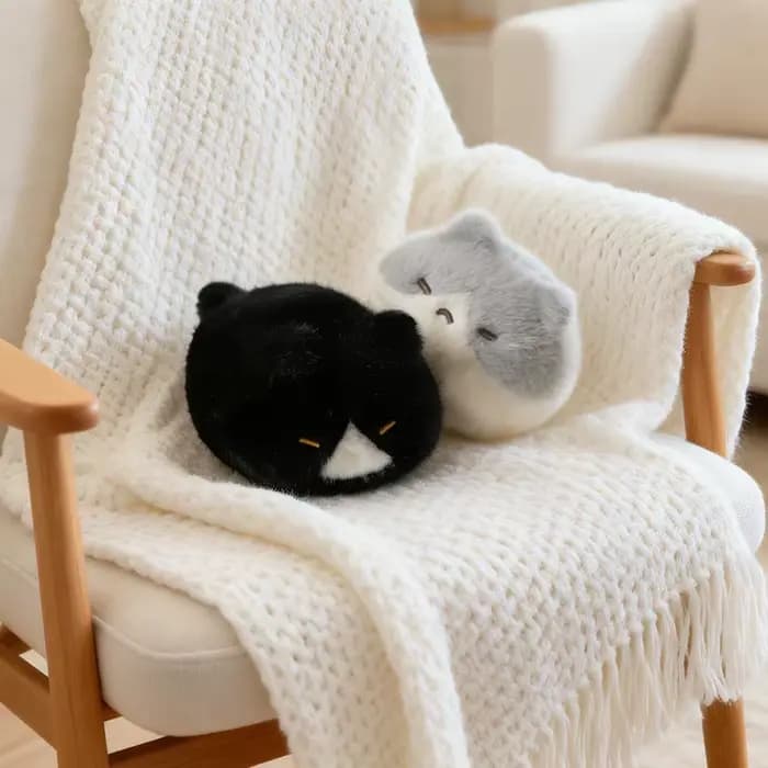Peluche chat siamois couché noir de 13 cm, jouet réaliste de dessin animé, poupée chaton, animal au toucher artificiel, cadeau d'anniversaire pour enfants et filles