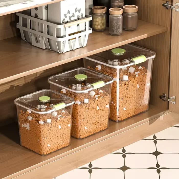 Récipient Transparent de stockage des aliments pour chiens et chats de grande capacité sur roulettes bac d'alimentation Mobile pour animaux de compagnie avec corps clair pour une visualisation facile