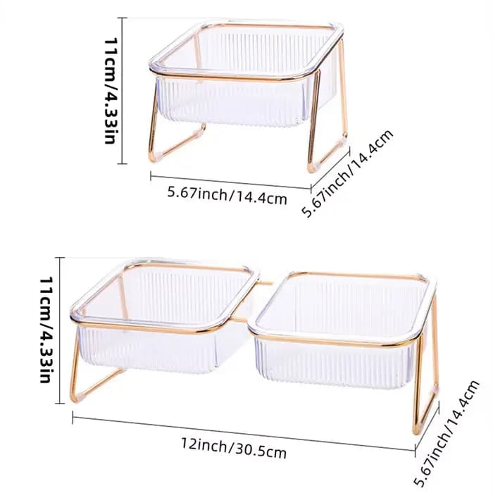 Double bol Transparent pour animaux de compagnie