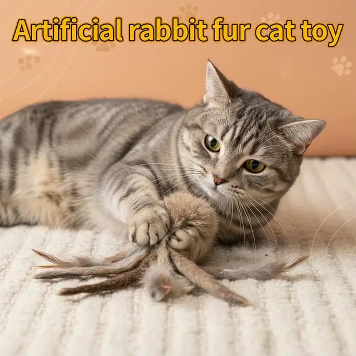 Jouet pour chat d'intérieur en fausse fourrure de lapin