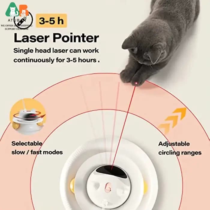 ATUBAN Jouets interactifs 4-en-1 pour chats avec bâton de chat intelligent rechargeable par USB