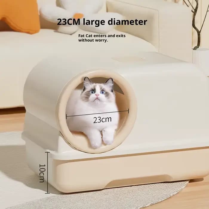 Bac à litière pour chat extra large entièrement fermé avec couloir