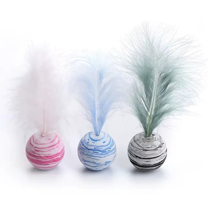 Jouet en plumes de chat, balle en mousse, amusant, pour chaton, jouet interactif, fournitures pour animaux de compagnie