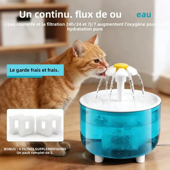 Fontaine à eau pour animaux de compagnie avec 4 filtres