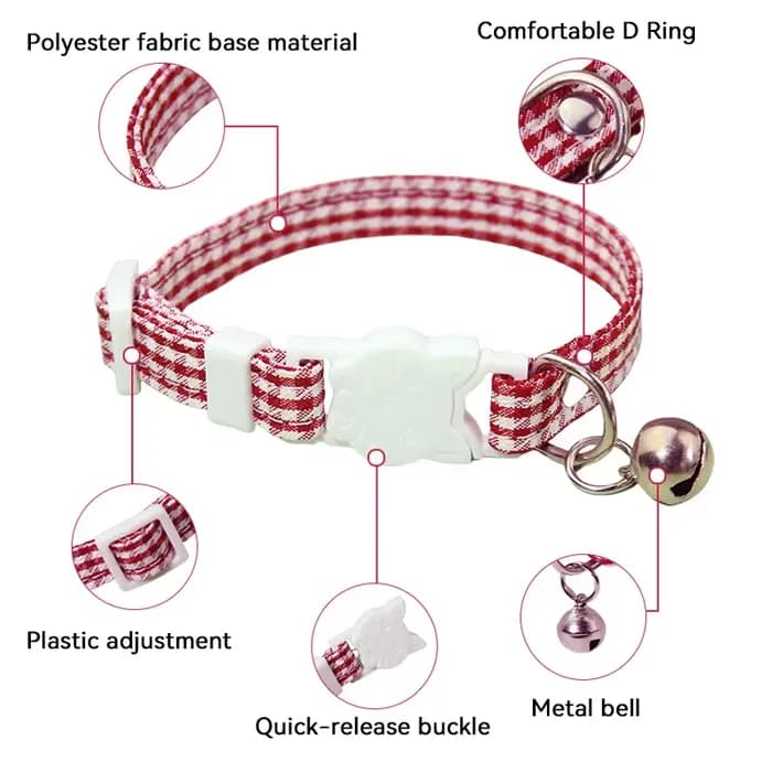 Collier élastique réglable pour chat avec clochette