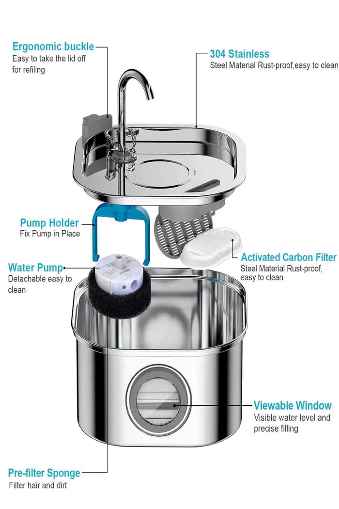Fontaine d'eau automatique en acier inoxydable pour chat