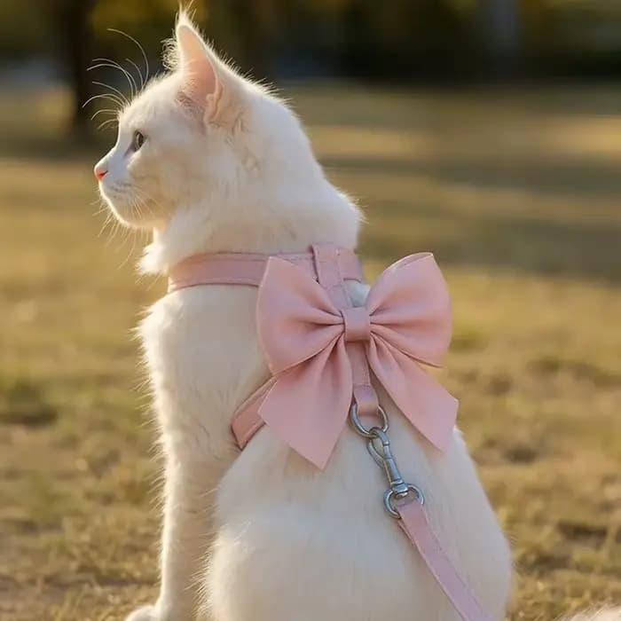 Harnais et laisse pour chat à nœud papillon