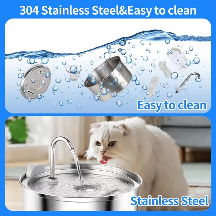Fontaine d'eau automatique en acier inoxydable pour chat
