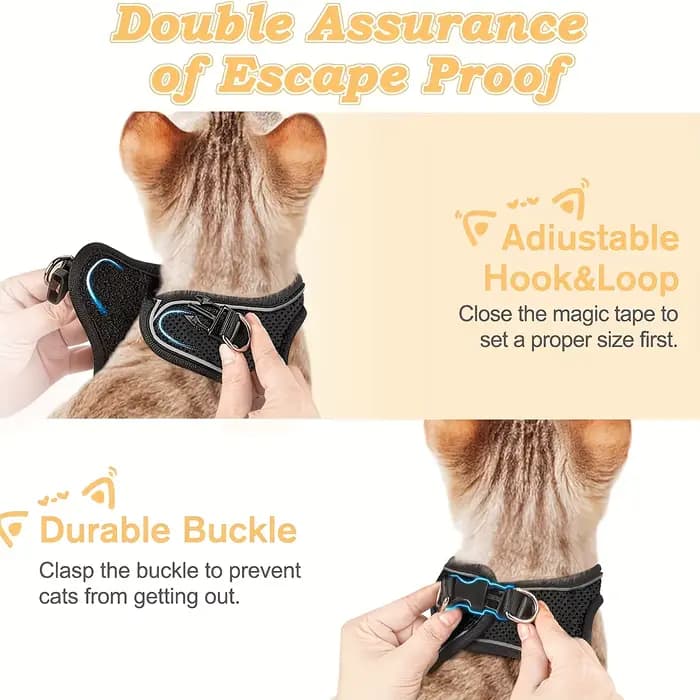 Ensemble de harnais anti-fuite pour chat : laisse de sécurité extérieure en maille souple réfléchissante