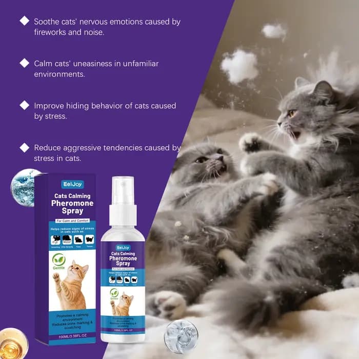 Spray apaisant aux phéromones pour chats : Réduit l'anxiété et le stress