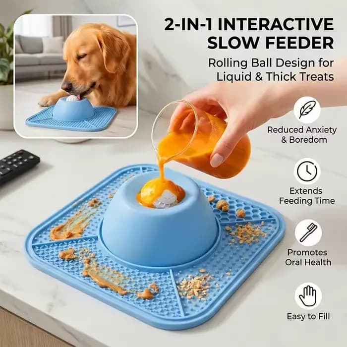 Bols anti-glouton pour chiens et tapis à lécher - antidérapants, adaptés aux friandises liquides et épaisses, conviennent aux chiens et chats de grande, moyenne et petite taille.