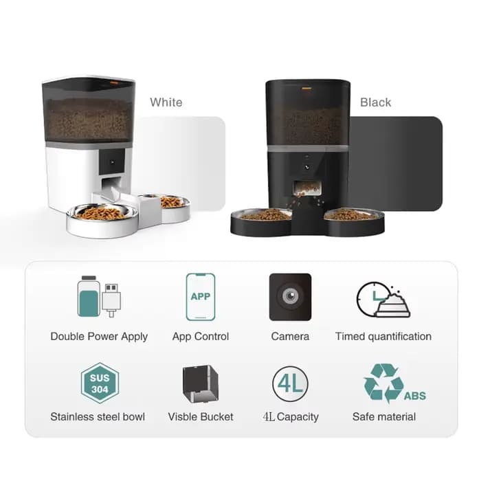 4L avec caméra HD mangeoire automatique pour animaux de compagnie distributeur automatique de nourriture pour chat et chien adapté à deux animaux de compagnie chat et chien alimentation à distance