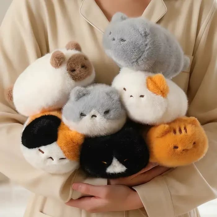 Peluche chat siamois couché noir de 13 cm, jouet réaliste de dessin animé, poupée chaton, animal au toucher artificiel, cadeau d'anniversaire pour enfants et filles
