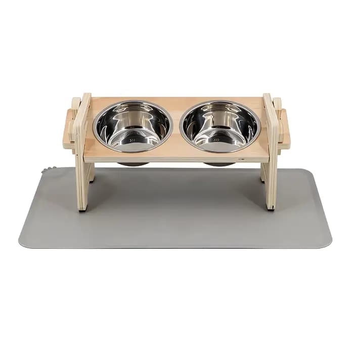 Support de gamelles pour chat réglable en hauteur (6 niveaux)