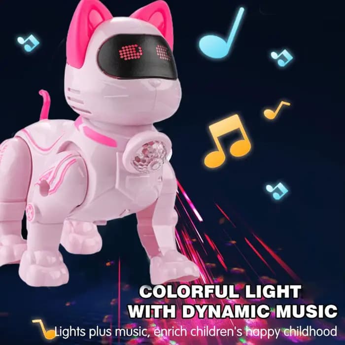 Jouet robot chat électrique interactif qui marche et chante avec laisse