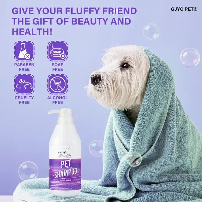 Shampoo pour animaux hypoallergénique chiens chats - Parfum naturel à la lavande Nettoyage en profondeur Désodorisant Hydratant Sans larmes Doux pour peaux sensibles