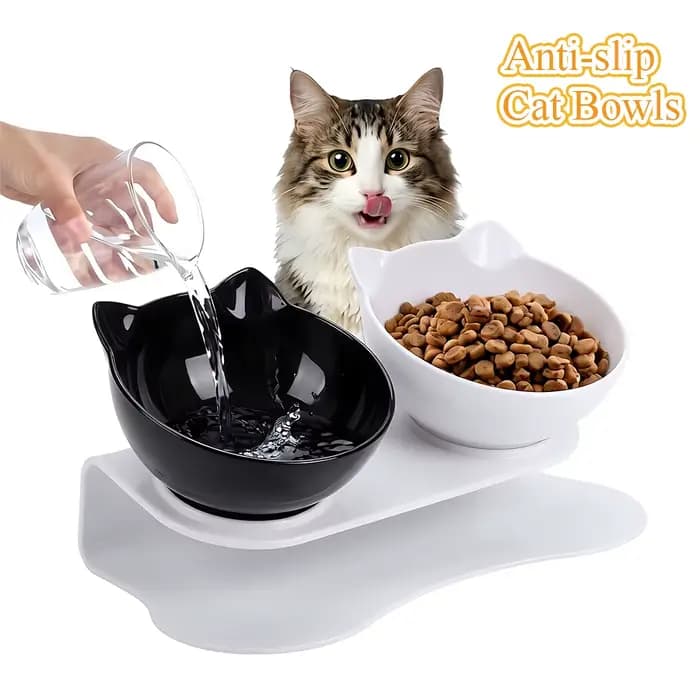 Bols doubles pour chats avec oreilles de chat mignonnes