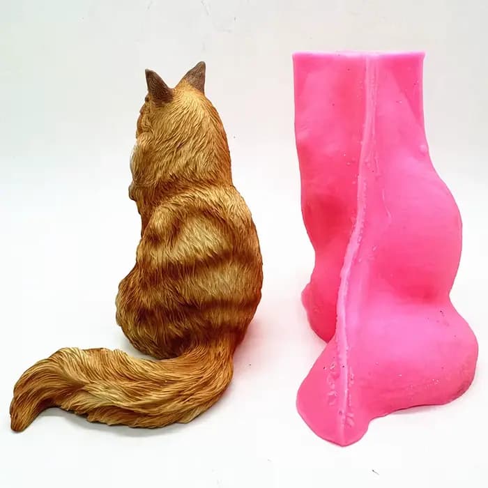 Éventail Yong quatre Maine Coon chat poupée Silicone moule Simulation Animal bricolage Production gypse résine béton décoration