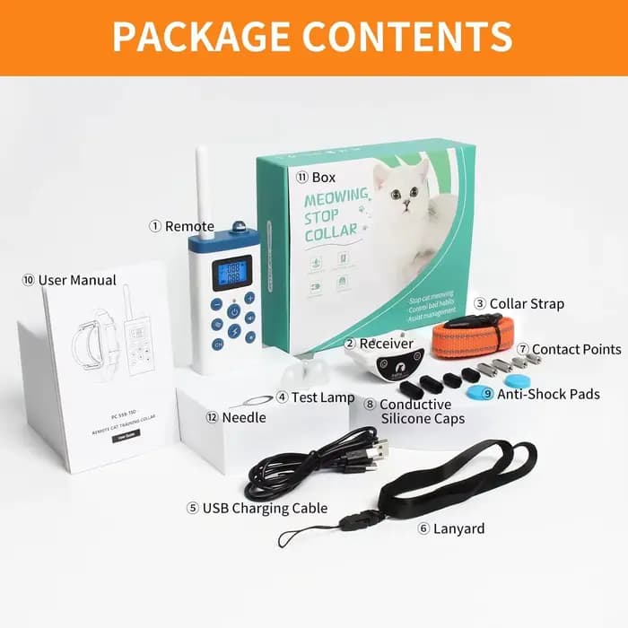 Collier d'entraînement automatique Anti-meow et pour chat 2 en 1