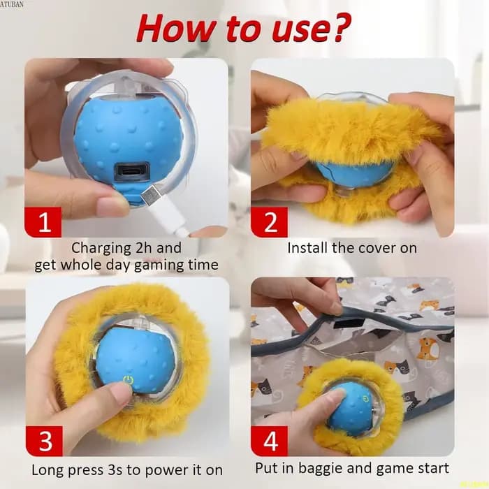 ATUBAN-Jouets électriques pour chats, cache-cache pour chaton, jouet coule activé par le mouvement, jouet d'exercice pour chats
