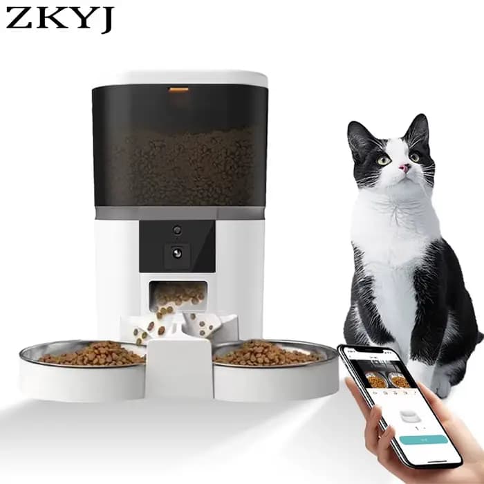 4L avec caméra HD mangeoire automatique pour animaux de compagnie distributeur automatique de nourriture pour chat et chien adapté à deux animaux de compagnie chat et chien alimentation à distance