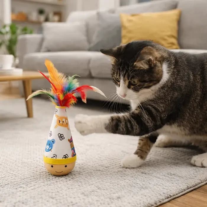 Jouet interactif pour chat avec motif de dessin animé