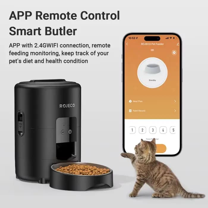 ROJECO Distributeur automatique de nourriture pour chat et chien 2L
