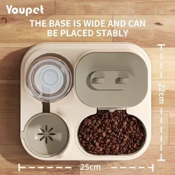 Bol pour chat mangeoire automatique avec conception anti-déversement avec fontaine d'eau distributeur de nourriture