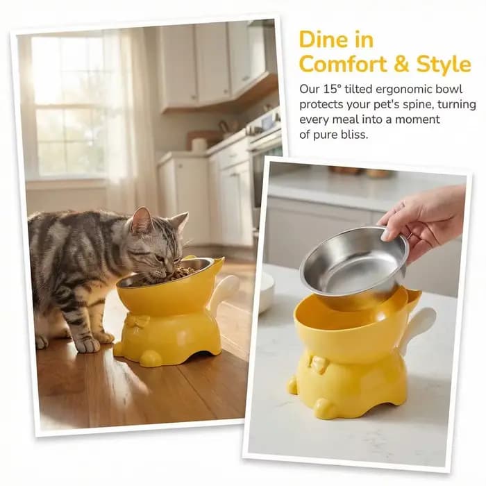 Bol surélevé en acier inoxydable pour chat