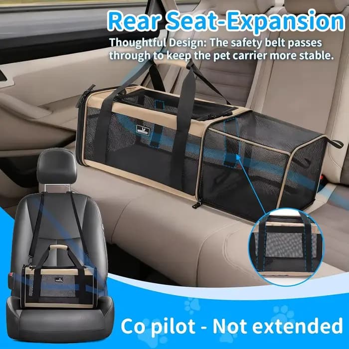 Porte-animaux extensible approuvé par la compagnie aérienne pour petits chats, sac de voyage pliable avec Oxford 600D, fermeture éclair de verrouillage de sécurité, S