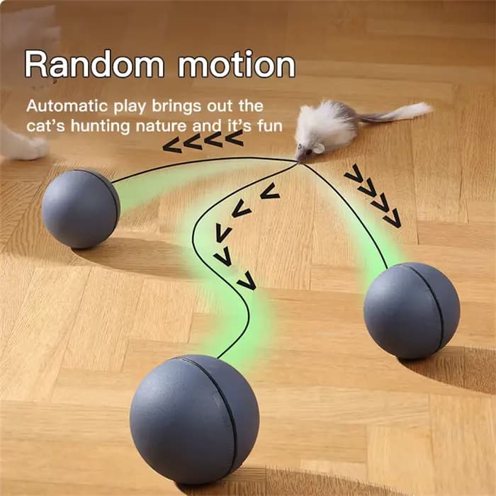 Balle jouet interactive pour chat «à piles » avec souris de suivi - Teaser roulant automatique pour toutes les races
