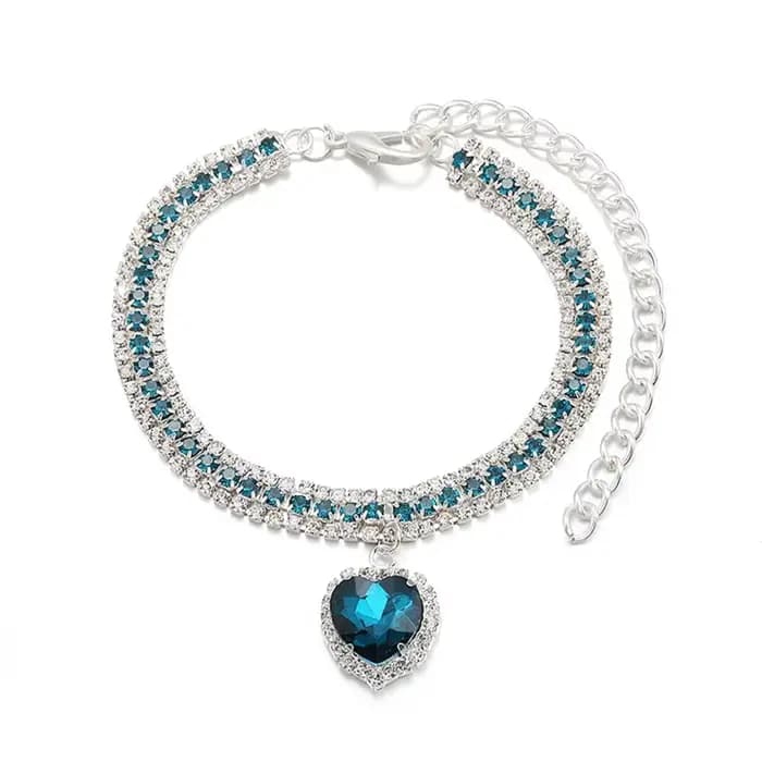 Collier de luxe en diamant pour animaux de compagnie, pendentif d'amour mignon, collier pour chien et chat, accessoires pour chiots, collier en cristal scintillant pour chat