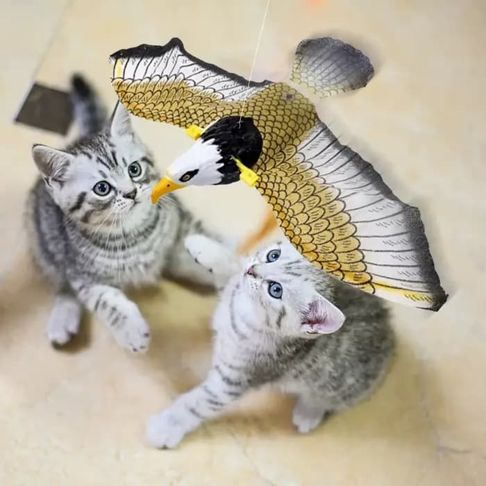 Jouet interactif pour chat en forme d'oiseau de simulation, amusant, à suspendre à la porte, avec corde à gratter automatique, bâton pour chat, jouet pour chat aigle, fournitures pour chats