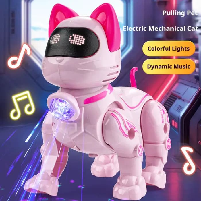 Robot chat électrique interactif avec laisse