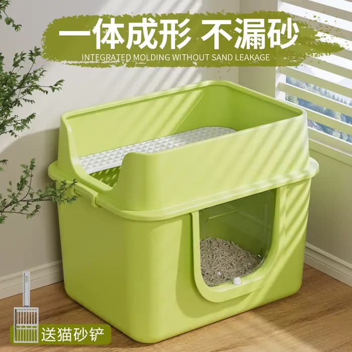 Bac à litière extra-large pour chat, entièrement fermé, anti-odeur et anti-éclaboussures, bac à déchets pour chat extra-large, toilette double couche