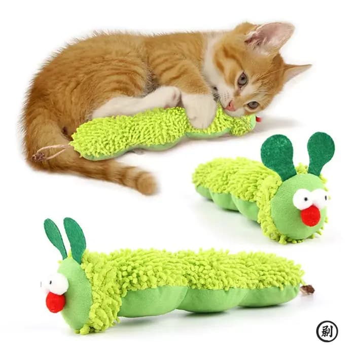 Jouet en peluche pour chat, amusant et interactif, résistant aux griffures et aux morsures, jouet animal vert pour soulager l'ennui