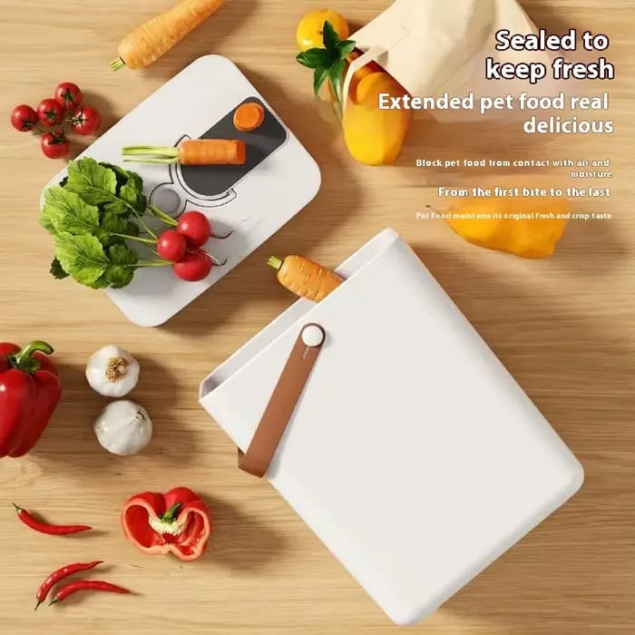 Conteneur de stockage des aliments pour animaux de compagnie sous vide 13L grande capacité scellé bac à serrure fraîche