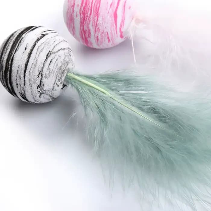 Jouet en plumes de chat, balle en mousse, amusant, pour chaton, jouet interactif, fournitures pour animaux de compagnie