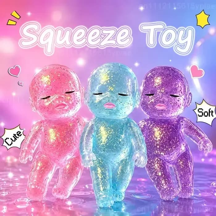 Nouveau jouet anti-stress à presser, mignon en forme de bébé, jouet de relaxation brillant, jouet extensible à remontée lente pour cadeau d'amis