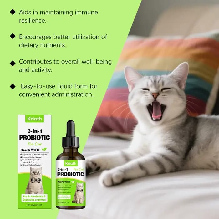 Gouttes Probiotiques 3-en-1 pour Chats : Soutien Digestif