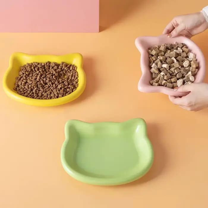 1 bol pour animaux de compagnie en forme de chat, couleur pastel, design animal mignon, antidérapant, idéal pour les chats, accessoire tendance pour la maison