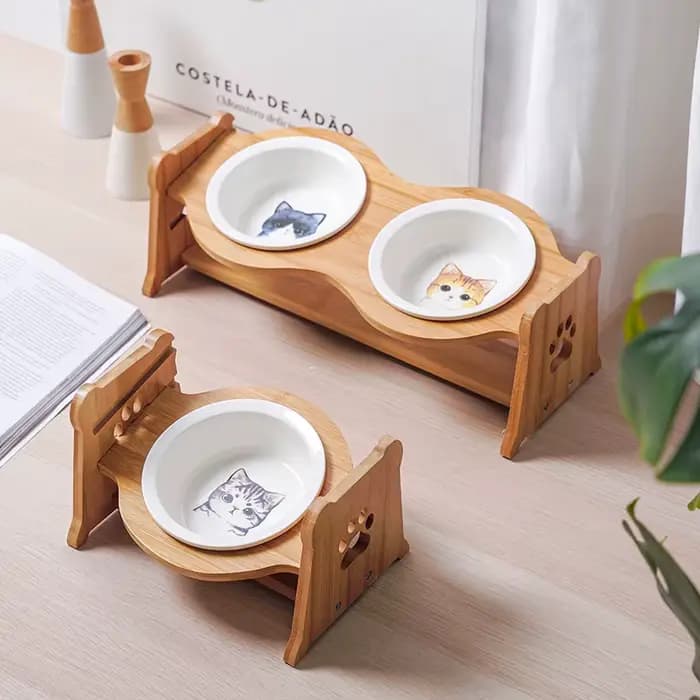 Bol en céramique réglable en hauteur pour chat