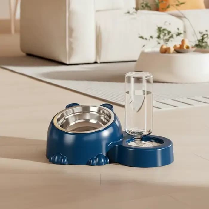 Gamelle pour animaux de compagnie 2-en-1 avec distributeur d'eau automatique