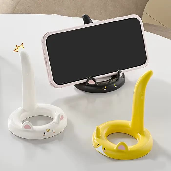 Support de téléphone portable chat de dessin animé mignon et doux, mini support de téléphone portable de bureau créatif, peut être utilisé comme ornement décoratif