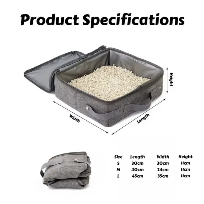 Bac à litière pliable portable pour chat – Toilettes de voyage étanches pour camping/supports