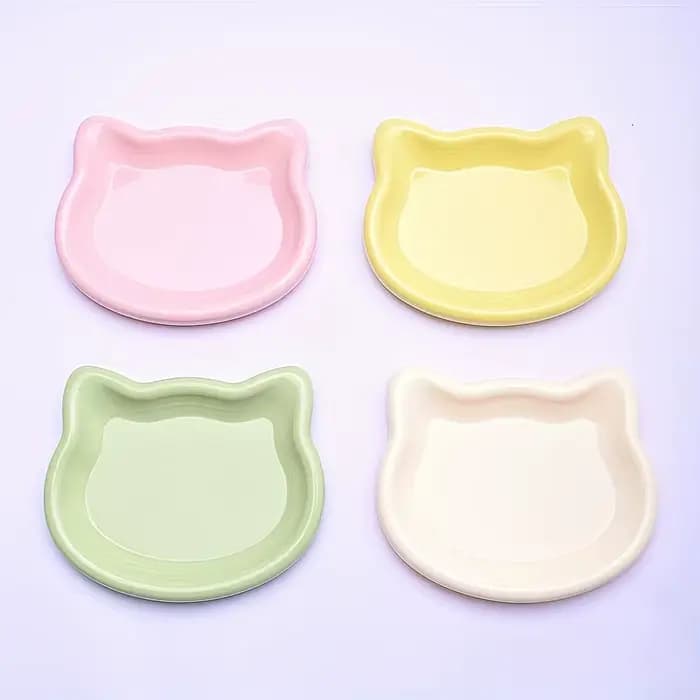 4 bols pour chat en plastique multicolores | Conçu en forme