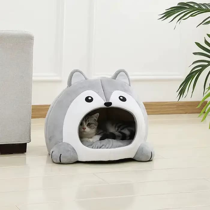 Lit-cave pour chat en peluche douce et super chaude