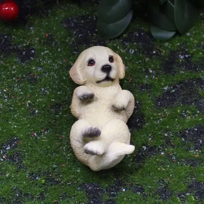 Figurine Miniature réaliste de chien de chiot de Golden Retrievers pour les décorations de maison et de jardin en résine