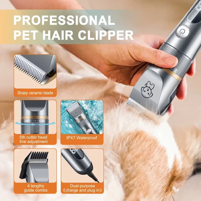 Kit de toilettage silencieux avec peigne pour chat