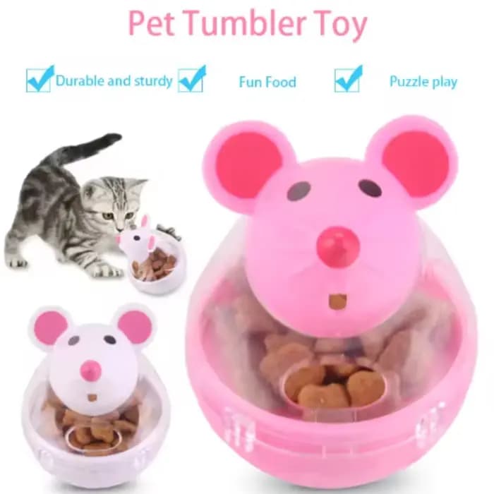 Distributeur de nourriture pour animaux de compagnie, jouet pour chat, souris roulante, distributeur de nourriture avec fonction de fuite, outil de jeu d'entraînement amusant pour chatons et chats